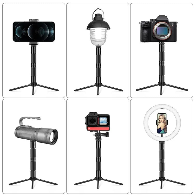 PULUZ PU906 Mini Outdoor Camping Folding Aluminum Alloy Tripod Sports Camera Phone Live Streaming Bracket