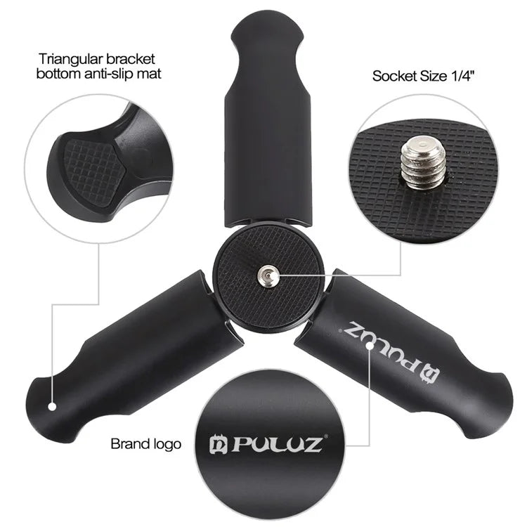 PULUZ PU373 For DJI Osmo Action Series / Smartphone Folding Mini Tripod with Universal Phone Clamp