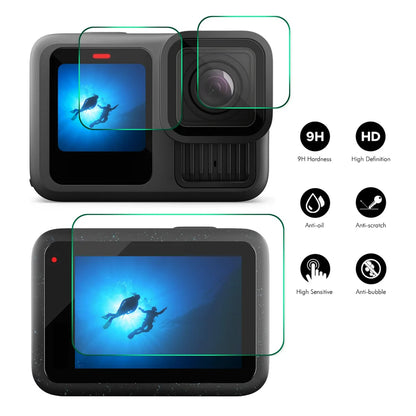 GoPro HERO13 ENKAY HAT PRINCE High Aluminium-silicon Glass Film 0.2mm 9H Camera Lens + Screen Protector Set - Transparent
