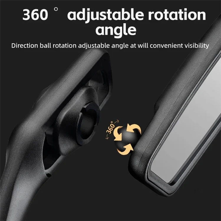 ROCKBROS 1Pc Bicycle Mirror Handlebar Rear View Stainless Steel Reflector 360 Degree Rotation Mirror