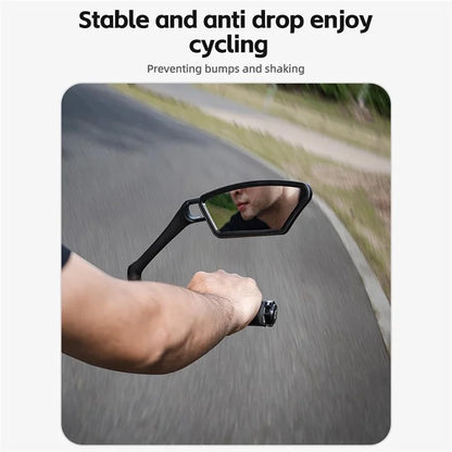 ROCKBROS 1Pc Bicycle Mirror Handlebar Rear View Stainless Steel Reflector 360 Degree Rotation Mirror