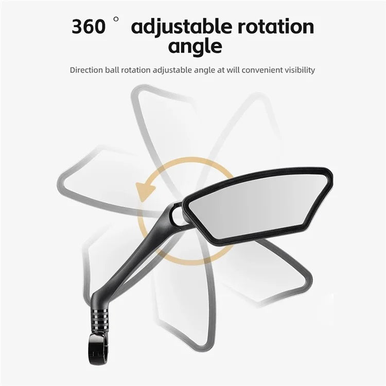 ROCKBROS 1Pc Bicycle Mirror Handlebar Rear View Stainless Steel Reflector 360 Degree Rotation Mirror