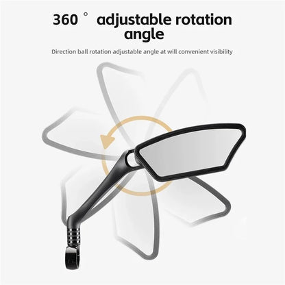 ROCKBROS 1Pc Bicycle Mirror Handlebar Rear View Stainless Steel Reflector 360 Degree Rotation Mirror