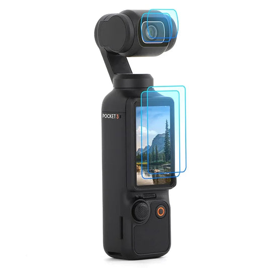 SUNNYLIFE OP3-BHM717 2Pcs Tempered Glass Screen Protector + 2Pcs Lens Film for DJI Osmo Pocket 3 Handheld Camera