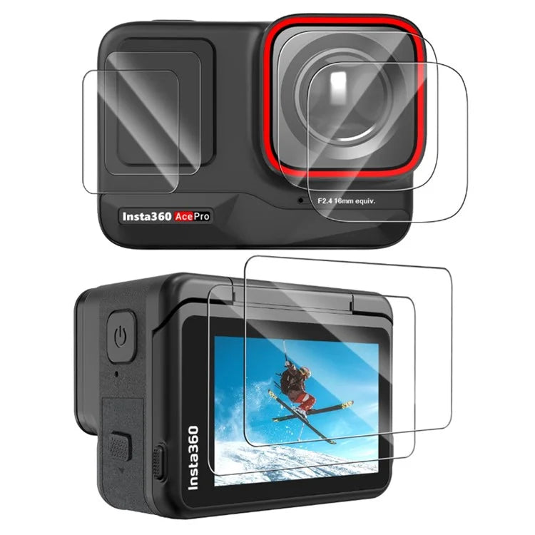 SUNNYLIFE 2 Sets For Insta360 Ace Pro Camera Screen Protectors HD Clear Tempered Glass Films Kits
