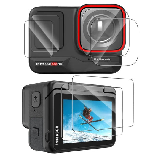 SUNNYLIFE 2 Sets For Insta360 Ace Pro Camera Screen Protectors HD Clear Tempered Glass Films Kits