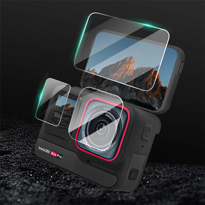 SUNNYLIFE 2 Sets For Insta360 Ace Pro Camera Screen Protectors HD Clear Tempered Glass Films Kits