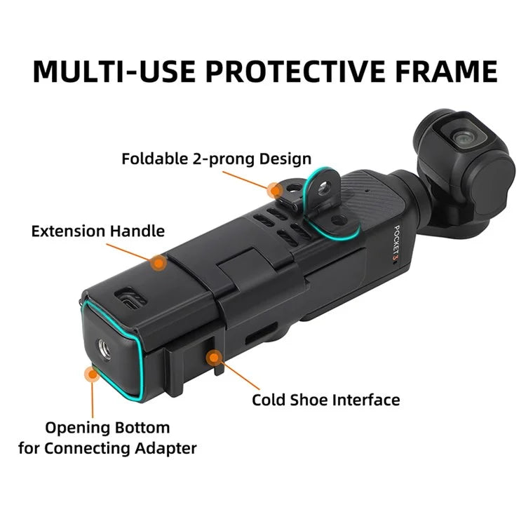 SUNNYLIFE OP3-BK743 Multifunction Expansion Handle for DJI Osmo Pocket 3 Mount Adapter with Cold Shoe