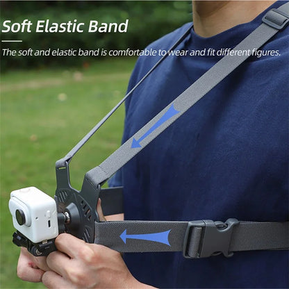 SUNNYLIFE XD742 For DJI Osmo Pocket 3 / GoPro 12 Chest Strap Belt 360 Degree Rotating Sports Camera Harness Mount