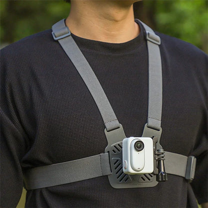 SUNNYLIFE XD742 For DJI Osmo Pocket 3 / GoPro 12 Chest Strap Belt 360 Degree Rotating Sports Camera Harness Mount