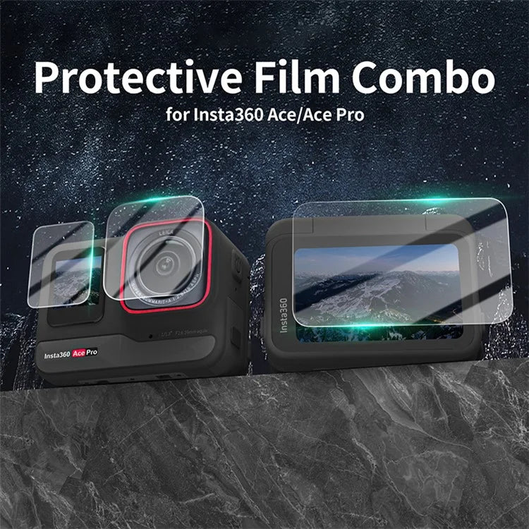SUNNYLIFE 2 Sets For Insta360 Ace High Sensitive Camera Screen Films Oil-proof Tempered Glass Protectors
