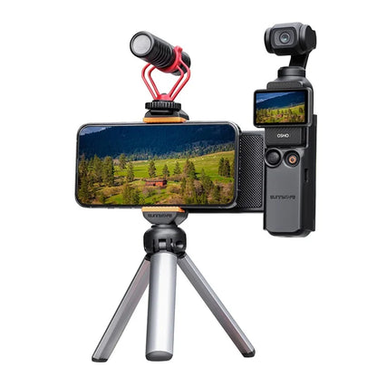 SUNNYLIFE OP3-AD744 For DJI Osmo Pocket 3 Expanded Cell Phone Holder with Storage Case, Action Camera Extension Handle with 1 / 4 Screw