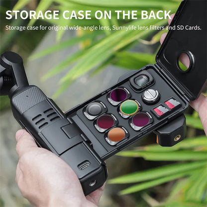 SUNNYLIFE OP3-AD744 For DJI Osmo Pocket 3 Expanded Cell Phone Holder with Storage Case, Action Camera Extension Handle with 1 / 4 Screw