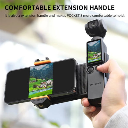 SUNNYLIFE OP3-AD744 For DJI Osmo Pocket 3 Expanded Cell Phone Holder with Storage Case, Action Camera Extension Handle with 1 / 4 Screw