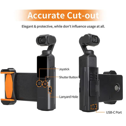 SUNNYLIFE OP3-AD744 For DJI Osmo Pocket 3 Expanded Cell Phone Holder with Storage Case, Action Camera Extension Handle with 1 / 4 Screw
