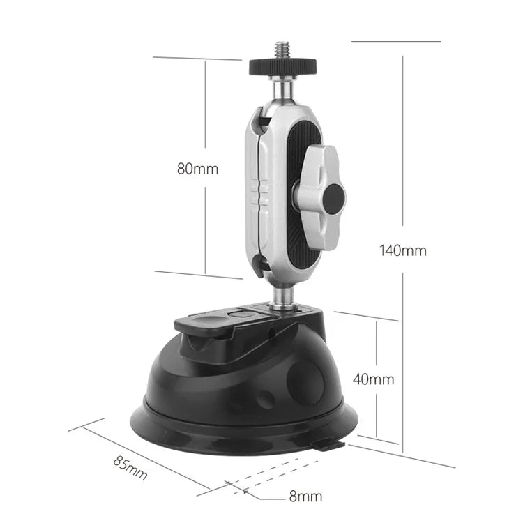 JUNNX JX-GP-07-A For GoPro Series, Insta360 Go3 Suction Cup Holder Action Camera Car Mount Stand