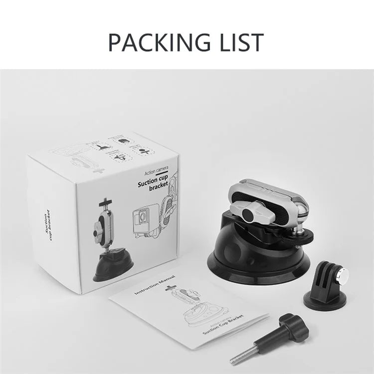 JUNNX JX-GP-07-A For GoPro Series, Insta360 Go3 Suction Cup Holder Action Camera Car Mount Stand