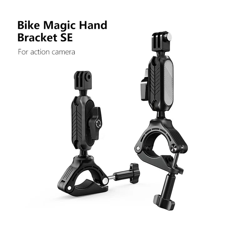 JUNNX JX-GP-10-B Bicycle Handlebar Mount with Phone Clip for GoPro Hero 11 10 9, DJI Camera Bike Clamp Holder with 360-Degree Rotation