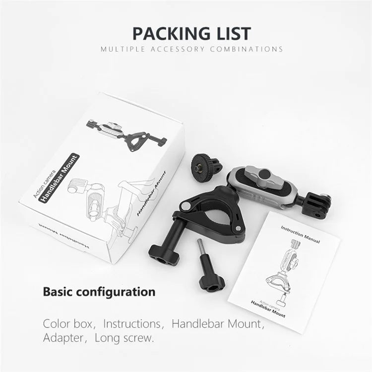 JX-GP-08-A Action Camera Handlebar Mount E-Bike Mountain Bike Camera Mount Clamp for Outdoor Riding Shooting