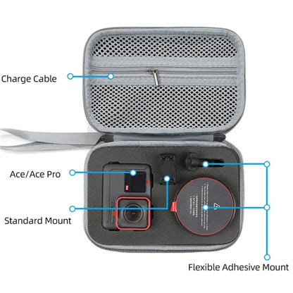 For Insta360 Ace / Ace Pro Storage Bag Action Camera Portable Zipper Case with Lanyard