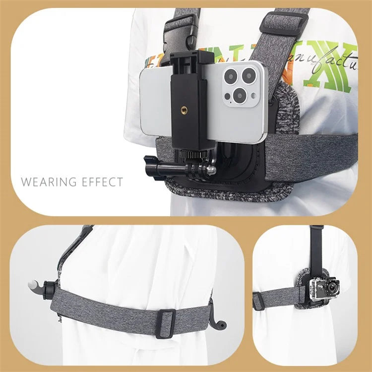 JUNNX JX-PJ-02 Action Camera Magnetic Chest Mount Harness Strap Bracket