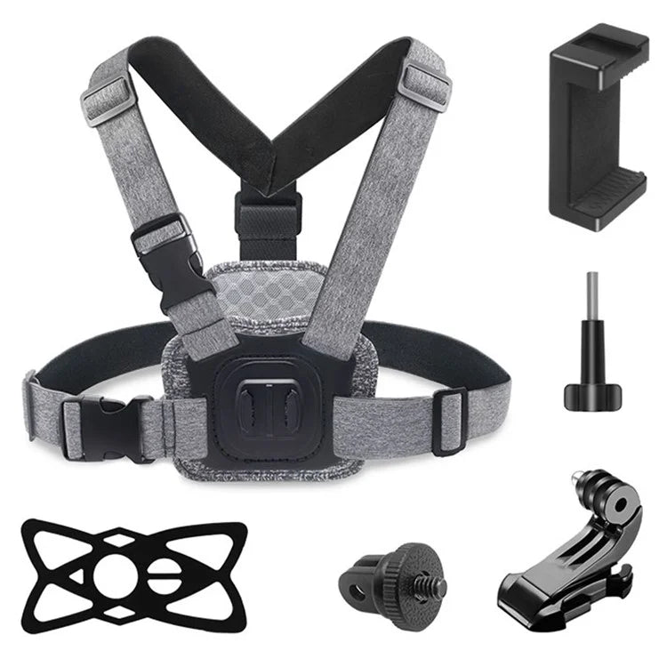 JUNNX JX-PJ-02-B Action Camera Adjustable Magnetic Chest Mount Harness Kit