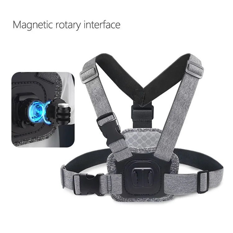 JUNNX JX-PJ-02-B Action Camera Adjustable Magnetic Chest Mount Harness Kit