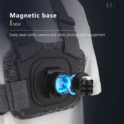 JUNNX JX-PJ-02-B Action Camera Adjustable Magnetic Chest Mount Harness Kit