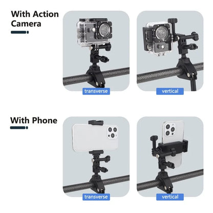 JUNNX JX-GP-05-A Bike Camera Mount with Phone Clip for GoPro Hero 11 / 10, Cell Phones