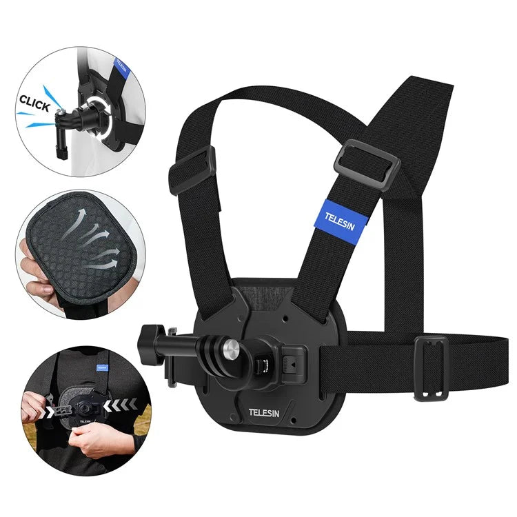 TELESIN S2-CGP-02 Chest Mount Harness for GoPro 12 Quick Release Chest Strap for Action Camera