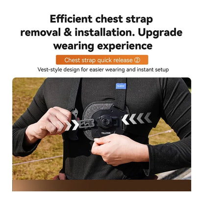 TELESIN S2-CGP-02 Chest Mount Harness for GoPro 12 Quick Release Chest Strap for Action Camera