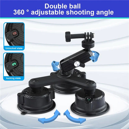 K01-3LP Extension Rod Sucker Mount Camera Bracket Car Shooting Support Stand with Phone Clip