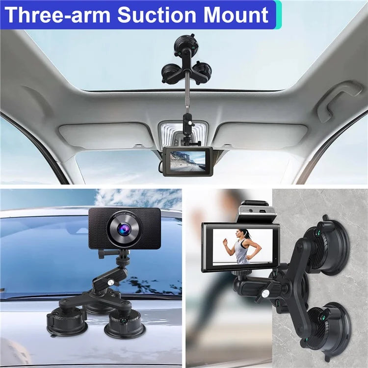 K01-3LP Extension Rod Sucker Mount Camera Bracket Car Shooting Support Stand with Phone Clip