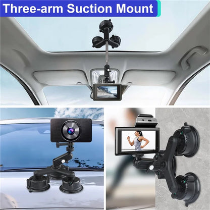 K01-3LP Extension Rod Sucker Mount Camera Bracket Car Shooting Support Stand with Phone Clip
