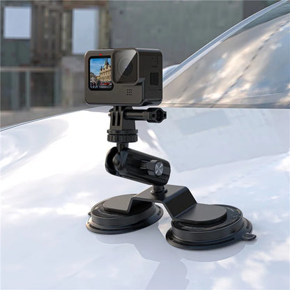 K03-2 For Insta360 / GoPro Action Camera Bracket Magnetic Dual Suction Cup Rotatable Camera Stand