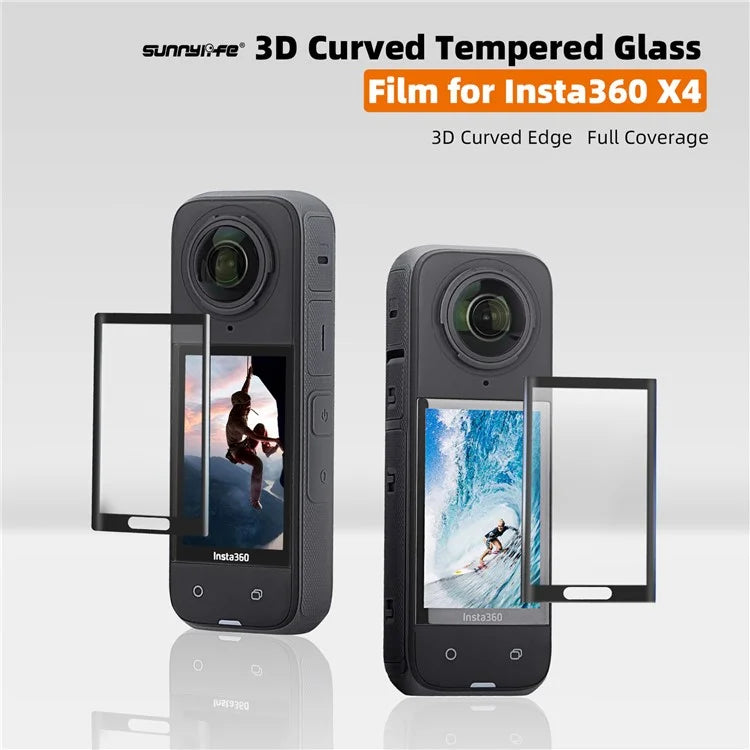 SUNNYLIFE IST-BHM799 2 Sets Curved Tempered Glass Film for Insta360 X4 Camera Screen Protector