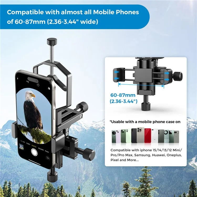 APEXEL APL-F003 Universal Digiscoping Adapter Phone Telescope 3-Axis Metal Holder Mount Eyepiece Connector