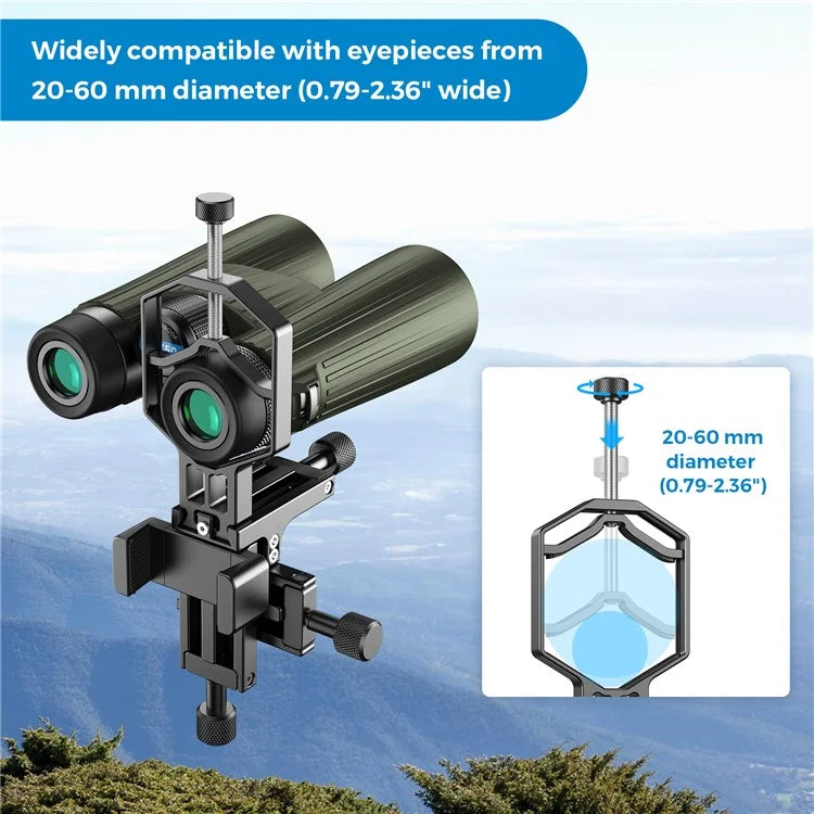 APEXEL APL-F003 Universal Digiscoping Adapter Phone Telescope 3-Axis Metal Holder Mount Eyepiece Connector