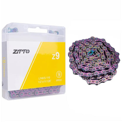 ZTTO Z09 Mountain Road Bike Chain 9-Speed 116 Links Carbon Steel Bicycle Chain Semi-hollow
