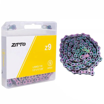 ZTTO Z09 Mountain Road Bike Chain 9-Speed 116 Links Carbon Steel Bicycle Chain Fully Hollow