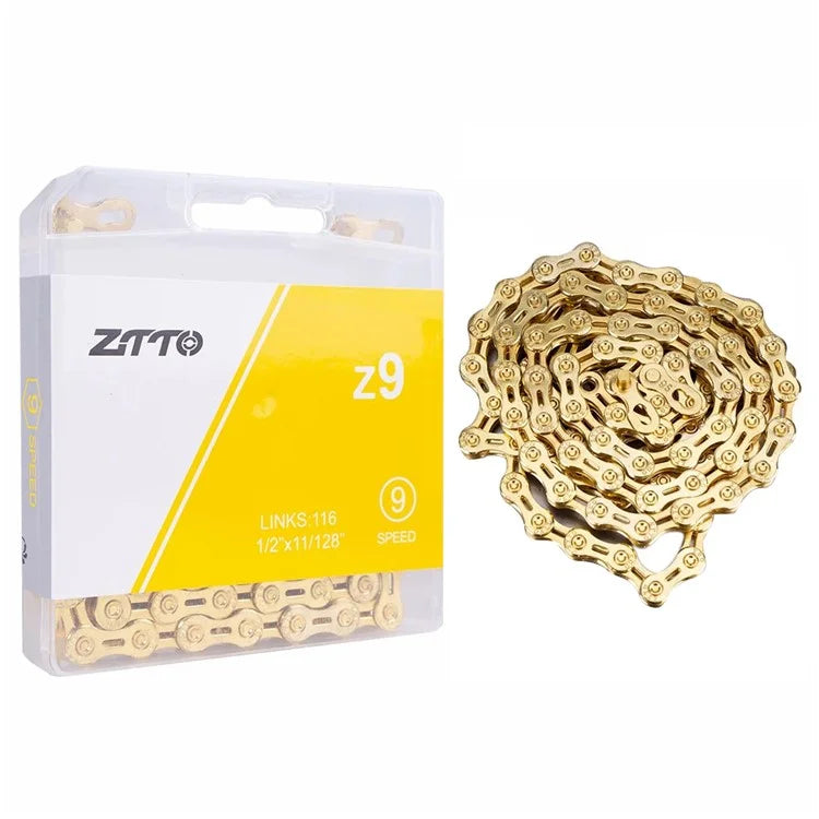 ZTTO Z09 Mountain Road Bike Chain 9-Speed 116 Links Carbon Steel Bicycle Chain Semi-hollow
