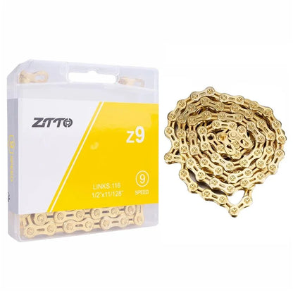ZTTO Z09 Mountain Road Bike Chain 9-Speed 116 Links Carbon Steel Bicycle Chain Semi-hollow