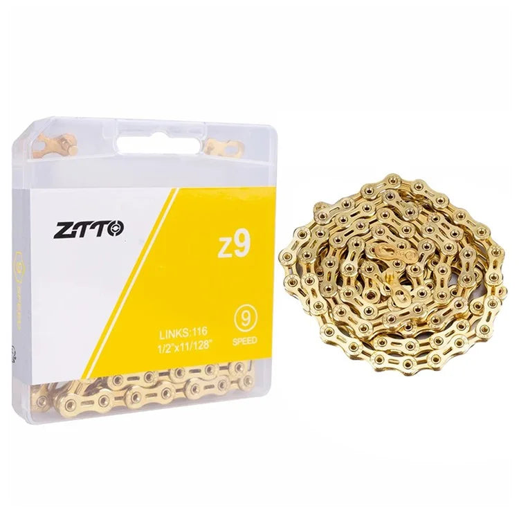 ZTTO Z09 Mountain Road Bike Chain 9-Speed 116 Links Carbon Steel Bicycle Chain Fully Hollow