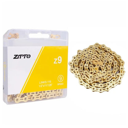 ZTTO Z09 Mountain Road Bike Chain 9-Speed 116 Links Carbon Steel Bicycle Chain Fully Hollow