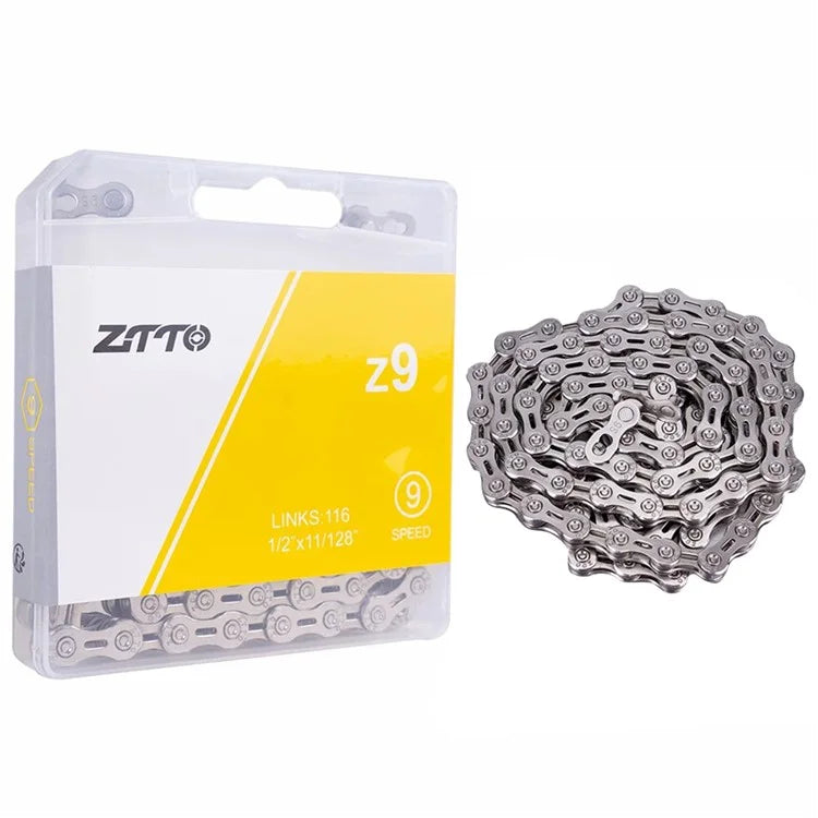 ZTTO Z09 Mountain Road Bike Chain 9-Speed 116 Links Carbon Steel Bicycle Chain Semi-hollow