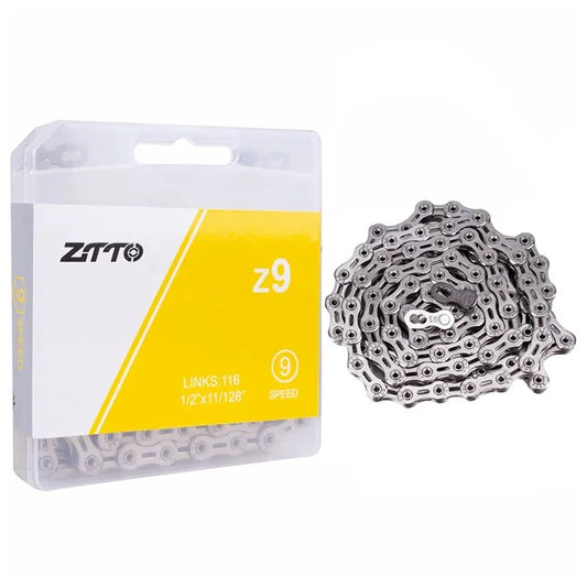 ZTTO Z09 Mountain Road Bike Chain 9-Speed 116 Links Carbon Steel Bicycle Chain Fully Hollow