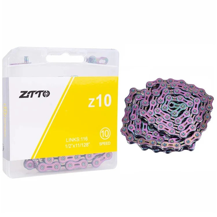 ZTTO Z10 MTB Road Folding Bike Chain 10-Speed 116 Links Carbon Steel Bicycle Chain Semi-hollow
