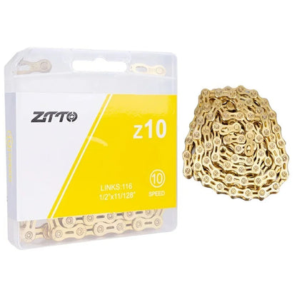 ZTTO Z10 MTB Road Folding Bike Chain 10-Speed 116 Links Carbon Steel Bicycle Chain Semi-hollow
