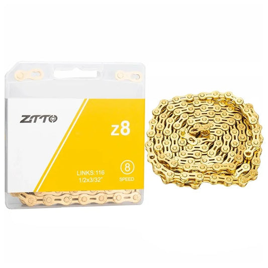 ZTTO z8 Carbon Steel Bicycle Chain 8-Speed 116 Links Mountain Road Bike Chain Semi-hollow