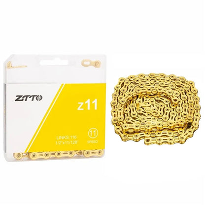 ZTTO Z11 Carbon Steel MTB Road Bike Chain 11-Speed 116 Links Bicycle Chain Fully Hollow